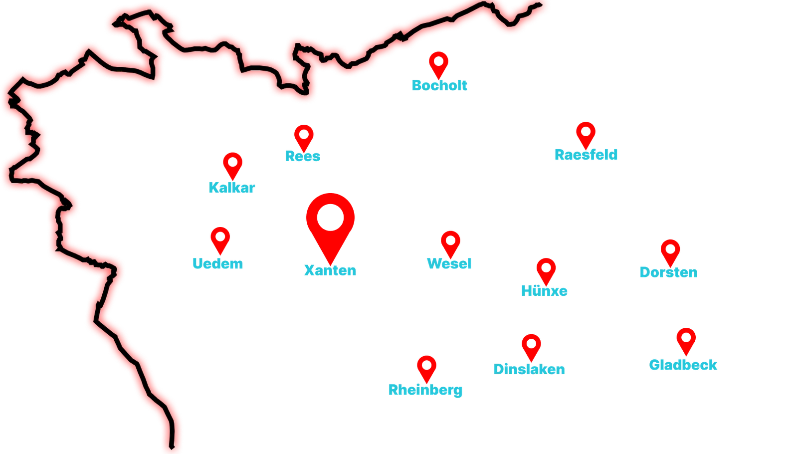 Karte: Einsatzgebiet Xanten